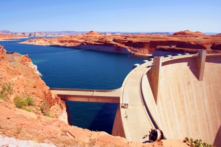 The Glen Dam in Lake Powell,Utahの写真素材