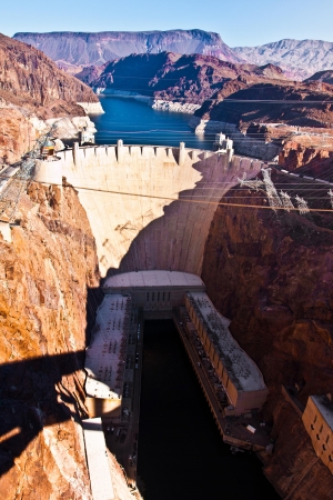 Hoover Dam across the Border of Nevada and Arizonaの写真素材