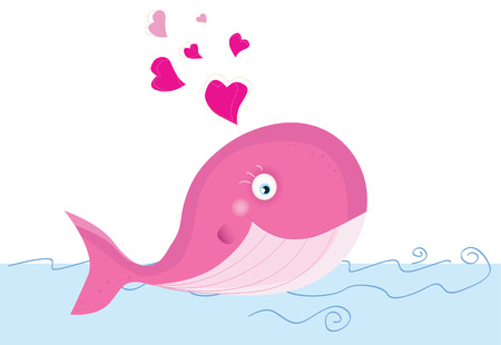 Whale in love. Vector Illustration of sea animal.のイラスト素材