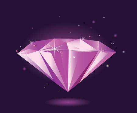Purple diamond  VECTOR. Perfect diamond in vector format. Gem is making with gradients.のイラスト素材