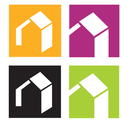 House icons. Vector icons of stylised houses. Vector Illustration.のイラスト素材