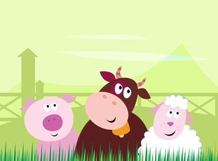 Farm animals - Pig, Cow and Sheep. のイラスト素材