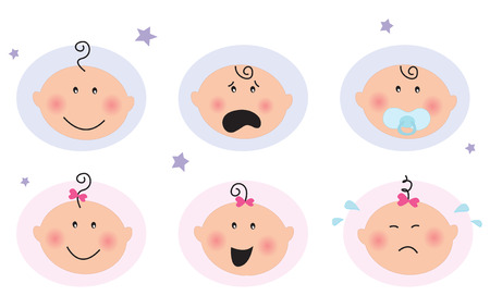 Baby boy and girl icons: facial expression.のイラスト素材