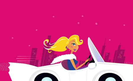 Girly Chick Driver in a Convertible Carのイラスト素材