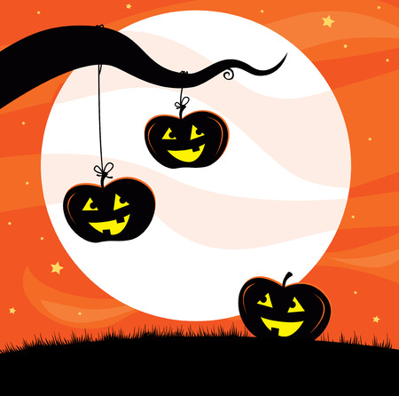 Halloween Jack O'Lantern Tree backgroundのイラスト素材