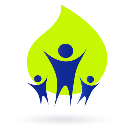 People and nature icon, adult and kids - green and blue. Vector Illustration.のイラスト素材