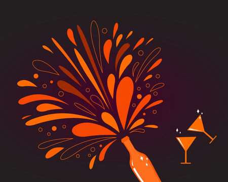 Valentine's day celebration: Romance champagne with heart splashのイラスト素材