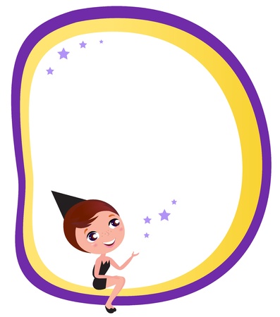 Halloween woman, Blank banner card. Vector cartoon Illustration.のイラスト素材