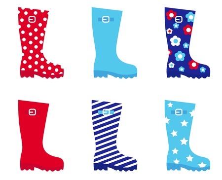 Collecton of wellies boots accessories. Vector illustration.のイラスト素材