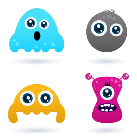 Cute monster or germs characters collection. Vector cartoon Illustrationのイラスト素材