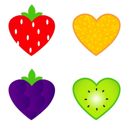 Fresh fruit for Valentine's day. Vector illustration.のイラスト素材