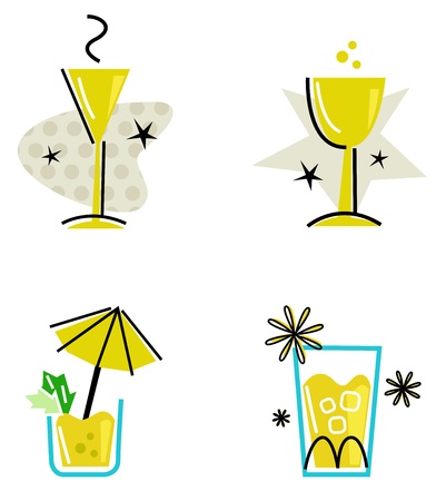 Hand drawn retro drinks set. Vector Illustrationのイラスト素材