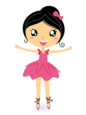 Cute ballet dancer girl. Vector cartoon Illustrationのイラスト素材