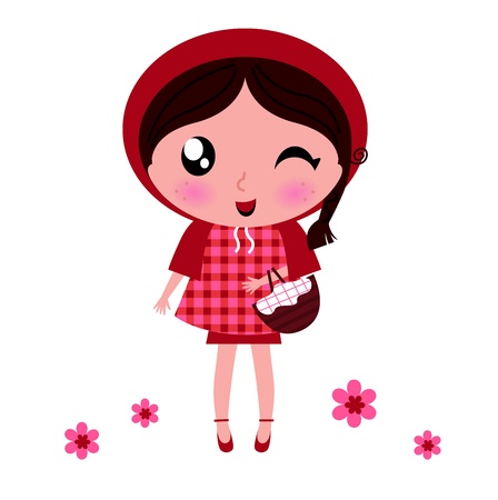 Cute cartoon Red riding hood. Vector illustration.のイラスト素材