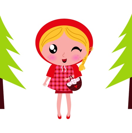 Red riding hood - vector cartoon illustration.のイラスト素材