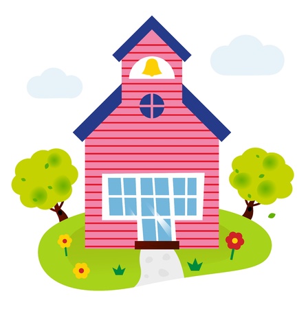 School building. Vector cartoon Illustrationのイラスト素材