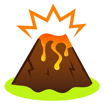 Island volcano with lava icon isolated on whiteのイラスト素材