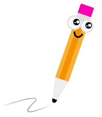 Writing cartoon pencil. Vector illustrationのイラスト素材