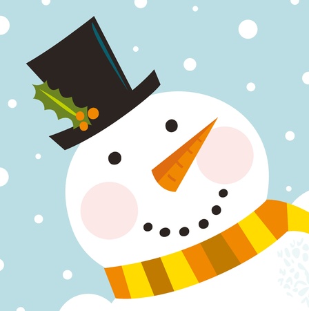 Happy Christmas snowman. Vector cartoon Illustrationのイラスト素材
