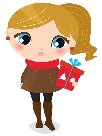 Little winter girl.  illustrationのイラスト素材