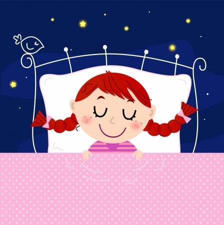 Sleeping sweet girl. Vector cartoon Illustrationのイラスト素材