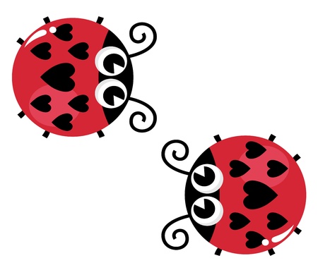 Lady bugs with heart shaped spots. Vectorのイラスト素材
