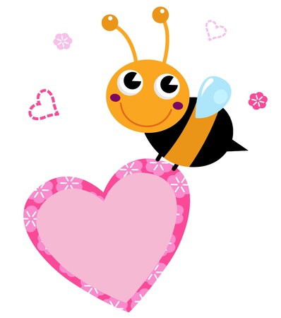 Happy cute Ladybug with pink heart. Vector Illustrationのイラスト素材