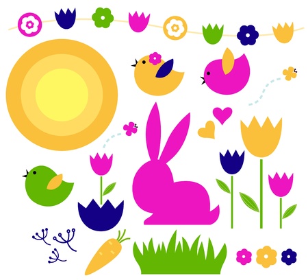 Colorful spring and easter elements  Illustrationのイラスト素材