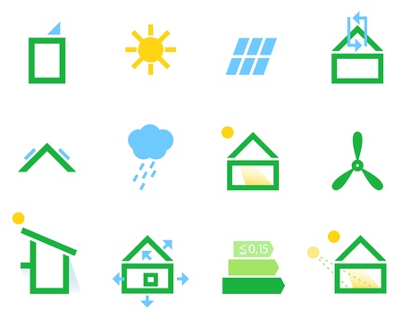 Energy efficient houses icons set.  Illustrationのイラスト素材