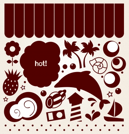 Vintage summer design elements in nostalgia style. Vector
のイラスト素材