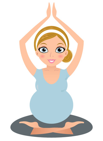 Preggy Yoga Woman practicing asana  Vector Illustrationのイラスト素材