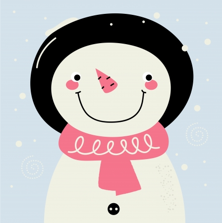 Cute Snowman  Vector cartoon Illustrationのイラスト素材