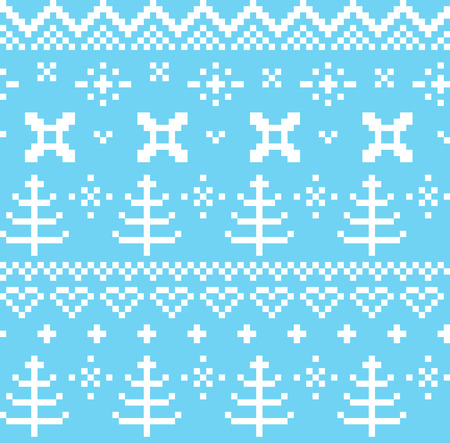 Traditional winter knitted pattern with treesのイラスト素材