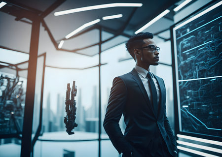 business Digital Evolution AI-Powered business Technology Background for Enhanced Visual Experiences. generative aiの素材