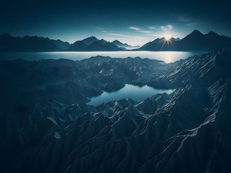 Renewable Energy Wind Turbine Power Generation on the Sea Background.  Generative aiの素材