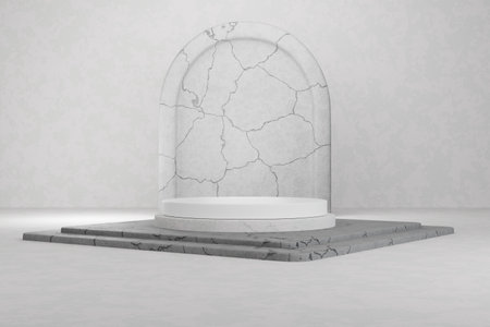White marble podium on the white background. 3d rendering mock upの写真素材
