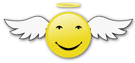 smiling emoticon with angel wings.のイラスト素材