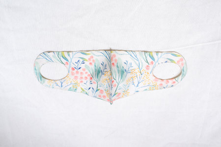 design for scuba face mask  with random plants pattern white base color  and white backgroundの写真素材