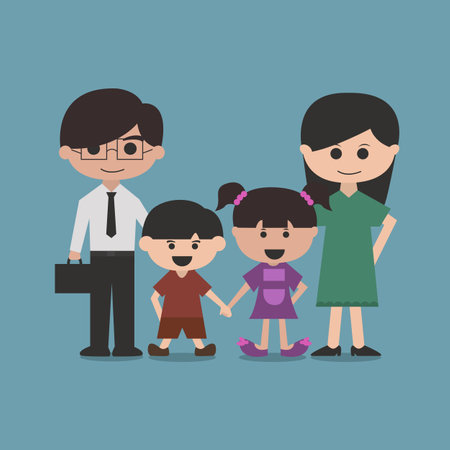 happy family cartoon character vectorのイラスト素材
