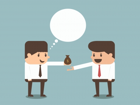 businessman giving money to other businessman のイラスト素材