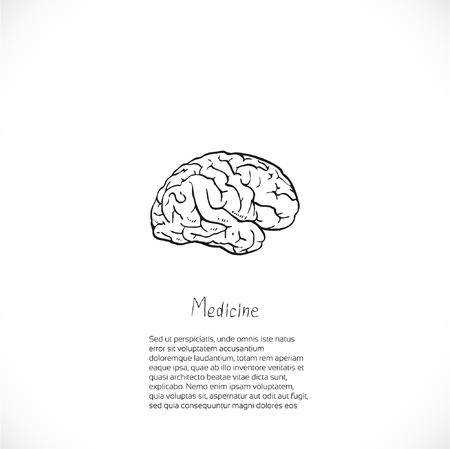 Medical doodle background with brain for banner or flyerのイラスト素材