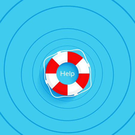 Help, lifebuoy on the water, vector illustrationのイラスト素材