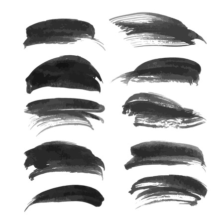 Abstract black strokes set on white backgroundのイラスト素材