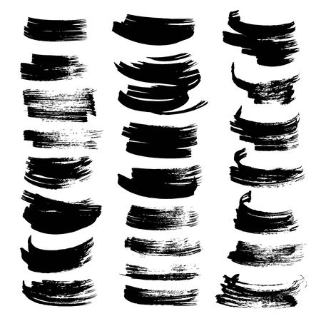 Strokes painted flat black paint brush on white backgroundのイラスト素材