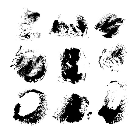Texture smears of black paint spots set on white paper 1のイラスト素材