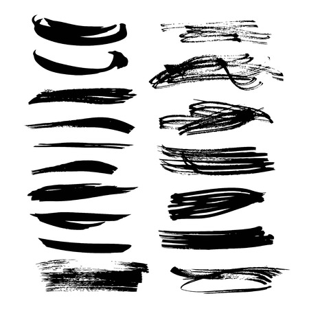 Abstract black ink strokes set on white backgroundのイラスト素材