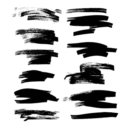 Abstract ink strokes set on white backgroundのイラスト素材