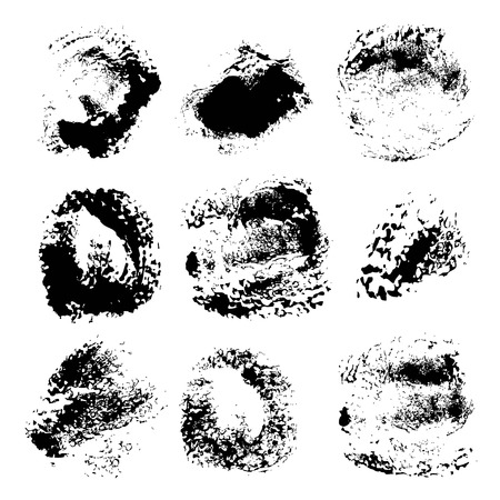 Texture smears of black paint spots set on white paperのイラスト素材