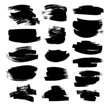 Black strokes painted fla paint brush on white backckgroundのイラスト素材
