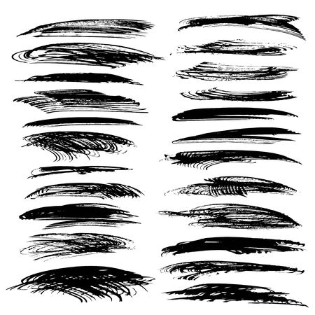 Black textured long strokes big set on white backgriund 1のイラスト素材
